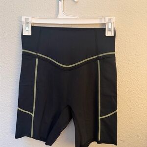 Women's Black and Green Bike Shorts